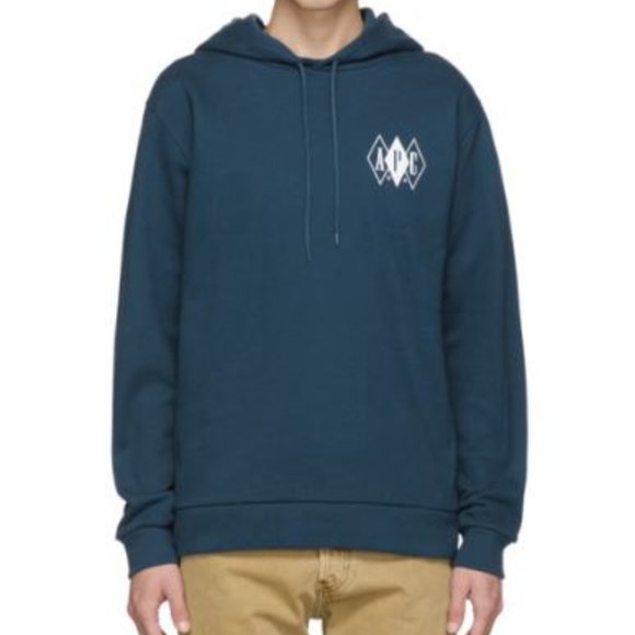 A.P.C. BEAU HOODIE SWEATSHIRT IN TEAL BLUE - Picture 3 of 10